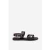 Ploché Dámske Sandále z eco kože čierne kalira / 8014 BLACK (Veľkosť 36)