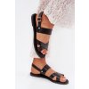 Ploché Dámske Sandále z eco kože čierne kalira / 8014 BLACK (Veľkosť 36)