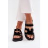 Dámske papuče s dekorací na platforme čierne delyna / 27004 BLACK (Veľkosť 36)