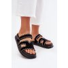 Dámske papuče s dekorací na platforme čierne delyna / 27004 BLACK (Veľkosť 36)