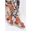 Dámske Sandále na platforme s ozdobnými kvetmi ružové tessara / WD292 ROSA (Veľkosť 36)