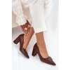 Lodičky Na Podpatku S Ozdobou Hnědé Celira (Veľkosť 36)