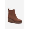 Zateplené boty na platformě z z eko semišue hnědé Mavona (Veľkosť 39)