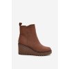 Zateplené boty na platformě z z eko semišue hnědé Mavona (Veľkosť 39)