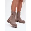 Zateplené dámské kotníkové boty na nízkém podpatku šedé Mirellea (Veľkosť 37)