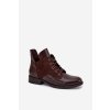 Lakované dámské kotníkové boty s ozdobným vypalováním zateplené Vinceza 16477 hnědé (Veľkosť 36)