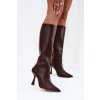 Dámské kozačky na podpatku nad koleno čokoládové Vionette (Veľkosť 36)