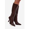 Dámské kozačky na podpatku nad koleno čokoládové Vionette (Veľkosť 36)