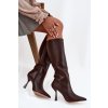 Dámské kozačky na podpatku nad koleno čokoládové Vionette (Veľkosť 36)
