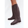 Vysoké dámské holínky na ploché podrážce čokoládové Melianne (Veľkosť 36)