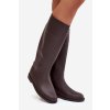 Vysoké dámské holínky na ploché podrážce čokoládové Melianne (Veľkosť 36)
