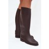 Vysoké dámské holínky na ploché podrážce čokoládové Melianne (Veľkosť 36)