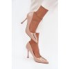 Lakované lodičky so zlatým detailom béžove paivelle / 9774 BEIGE (Veľkosť 38)