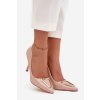 Lakované lodičky so zlatým detailom béžove paivelle / 9774 BEIGE (Veľkosť 38)