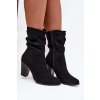 Dámské kotníkové boty na sloupku s mačkáním Černé Jovessa (Veľkosť 36)