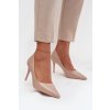 Lakované eko kožené Dámske lodičky s špičatými nosky béžove jadira / LE139P KHAKI (Veľkosť 36)