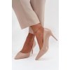 Lakované eko kožené Dámske lodičky s špičatými nosky béžove jadira / LE139P KHAKI (Veľkosť 36)