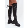 Dámske čižmy nad koleno so šnúrovaním čierne rylissa / HL41P BLACK (Veľkosť 36)