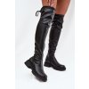 Dámske čižmy nad koleno so šnúrovaním čierne rylissa / HL41P BLACK (Veľkosť 36)