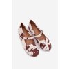 Zdobené dámské baleríny s páskem v bílo-hnědé Olivisse (Veľkosť 36)