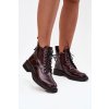 Lakované kožené dámské boty na klínu D&A LZ52-954 bordó (Veľkosť 36)