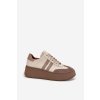 Kožené dámské tenisky na platformě Zazoo 3775 Béžové (Veľkosť 36)
