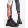 Čierne dámske jesenné a zimné topánky NJSK T2172B