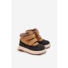 Detské zimné členkové topánky snehule na suchý zips camel darlene / 25DZ23-9512 CAMEL-BLK (Veľkosť 23)