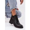 Kožené dámské kotníkové boty na klínu s ozdobou D a JC52-869 Černé (Veľkosť 36)