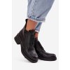 Kožené dámské kotníkové boty na klínu s ozdobou D a JC52-869 Černé (Veľkosť 36)