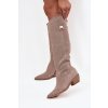 Kožené semišové čižmy kovářky zateplené zazoo 4224 cappuccino / 4224 SK CAPPUCCINO (Veľkosť 36)
