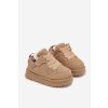 Detské tenisky zateplené plyšovým kožúškom béžove mireen / 20404-1C/2C/3C BEIGE (Veľkosť 25)