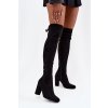 Dámske semišové čižmy na vysokom podpätku čierne xamarin / E5142 BLACK (Veľkosť 36)