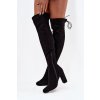 Dámske semišové čižmy na vysokom podpätku čierne xamarin / E5142 BLACK (Veľkosť 36)