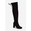 Dámske semišové čižmy na vysokom podpätku čierne xamarin / E5142 BLACK (Veľkosť 36)