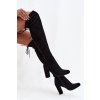 Dámske semišové čižmy na vysokom podpätku čierne xamarin / E5142 BLACK (Veľkosť 36)