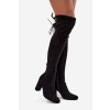 Dámske semišové čižmy na vysokom podpätku čierne xamarin / E5142 BLACK (Veľkosť 36)