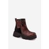 Kožené zateplené kotníkové boty na platformě a plochém podpatku Maciejka 06140-02 hnědé (Veľkosť 36)