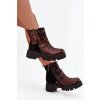 Kožené zateplené kotníkové boty na platformě a plochém podpatku Maciejka 06140-02 hnědé (Veľkosť 36)