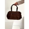 Kabelka z eko sametu čokoládová gressa / 6551 COFFEE (Veľkosť Uni)