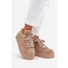 Šněrovací dámské sněhule na platformě zateplené kožíškem béžové Tavelle (Veľkosť 36)