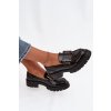 Dámske lakované mokasiny s ozdobou čierne ysandra / YL253 BLACK (Veľkosť 36)