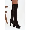 Kozačky na podpatku a platformě za koleno ekozamsové černé Amareen (Veľkosť 41)