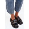 Kožené Dámske mokasíny s pásky a striebornými přezkami čierne gabrisse / 270-35 BLACK (Veľkosť 36)