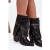 Kovbojky s obráceným kotníkem a zdobením zateplené Černé Inessia (Veľkosť 36)