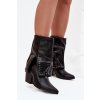 Kovbojky s obráceným kotníkem a zdobením zateplené Černé Inessia (Veľkosť 36)