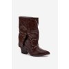 Kovbojky s otočeným límcem a zdobením Vyhřívané hnědé Inessia (Veľkosť 36)