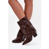 Kovbojky s otočeným límcem a zdobením Vyhřívané hnědé Inessia (Veľkosť 36)