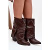 Kovbojky s otočeným límcem a zdobením Vyhřívané hnědé Inessia (Veľkosť 36)