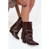 Kovbojky s otočeným límcem a zdobením Vyhřívané hnědé Inessia (Veľkosť 36)